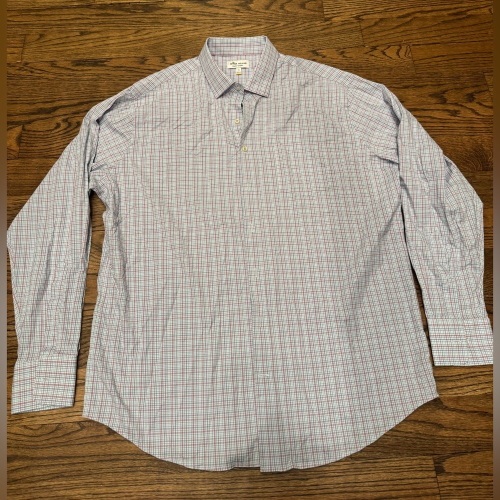 Peter Millar Summer Comfort Men’s Button-Down Shirt – Multicolor Plaid, Size XL